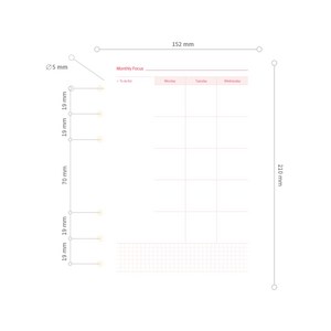 드림널스 A5 6공 다이어리 먼슬리(분리형) 48page 1년 분 속지 리필, 1개