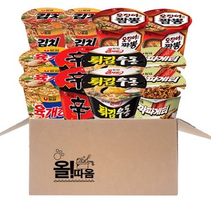 큰컵라면 기획세트 6종 12개 1호(농심 신라면 튀김우동 짜파게티 육개장 오징어짬뽕 김치) 2개씩