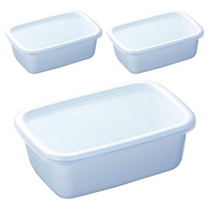 노다호로 화이트 시리즈 렉탱글 얕은 타입 밀폐용기 S, 용기 + 뚜껑, 3개
