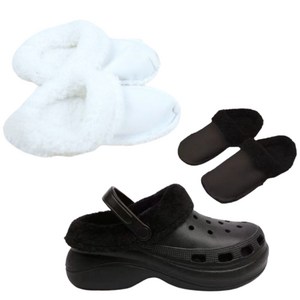 쿼프 호환 탈부착 내피 기모 방한 겨울 털 슬리퍼 안감, 1세트, 화이트4243 250-255mm