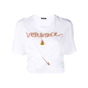 베르사체 베르사체 로고 장식 세이프티 핀 티셔츠, 화이트계열, Italy 38(KR 44)