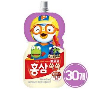 팔도 뽀로로 홍삼쏙쏙 어린이 음료 포도블루베리맛, 100ml, 30개