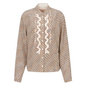 마르니 러플 프린트 셔츠, 브라운계열+블루계열, Italy 44(KR 66)