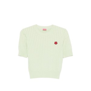 겐조 케이블 니트 로고 아플리케 티셔츠, 그린계열, Standard S