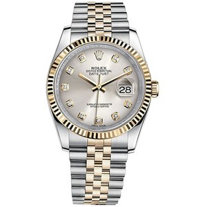 Rolex Datejust 36 Steel Yellow Gold Watch Steel Silver Diamond Dial 116233 PROD80005569