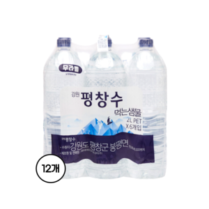 평창수 무라벨 생수, 2L, 12개