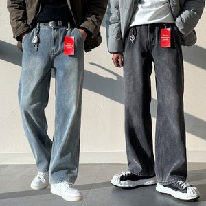 남자 세미와이드 샌드워싱 뒷밴딩 데님 청바지 팬츠 빅사이즈