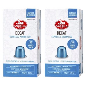 사켈라 네스프레소 호환 가능 디카페인 에스프레소 아로마티코 미디엄 로스트 캡슐 커피, 5g, 30개입, 2개