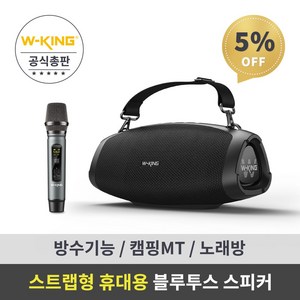 휴대용 블루투스 스피커 (마이크 포함) 더블유킹 W-KING MT Box D10 스트랩형, MT Box D10스피커+무선마이크