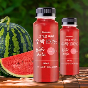 [프리팜] 국내산 수박으로 그대로 짜낸 100% 수박주스, 10개, 190ml