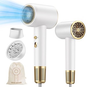 Flyaiku 초고속 음이온 헤어 드라이기 파워풍량 저소음 가정용 휴대용 2000W + 디퓨저 노즐