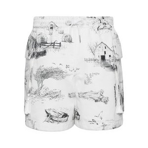 톰 브라운 그래픽 프린트 카고 쇼츠, 화이트계열+블랙계열, Numeric 3(KR 105)