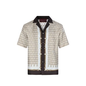 구찌 패턴 셔츠, 베이지계열+브라운계열, Italy 50(KR 115)