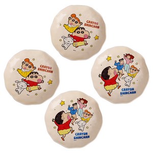 Keyiyijia 짱구 일러스트 원형 접시, 혼합색상, 접시2개입, 2세트