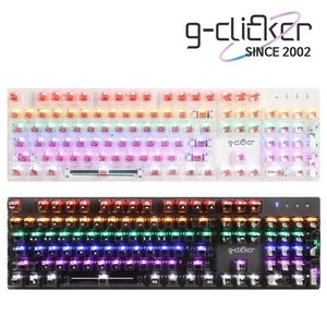 지클릭커 LED 크리스탈 투명 104키 게이밍 유선 기계식 키보드, GK-K540 블랙, GK-K540, 갈축