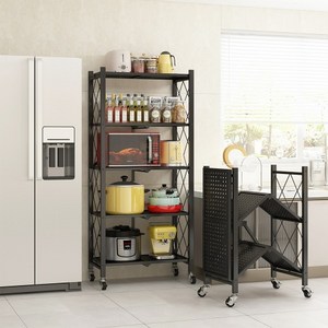 바나나빌딩 원터치 접이식 철제 폴딩 선반 5단, 매트 블랙