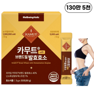 웰빙홀릭 카무트효소 분말 100% 식약청인증 130만 발효효소 골드 곡물 가루 HACCP, 90g, 1개