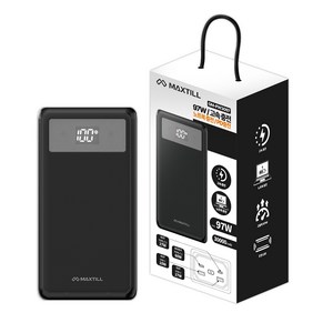 맥스틸 97W 초고속충전 30000mAh PPS 대용량 보조배터리, 블랙, PW 3097