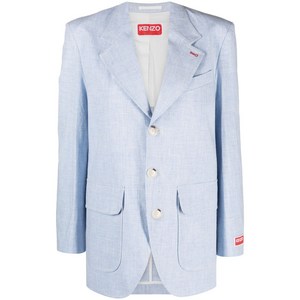 겐조 로고 패치 버튼 리넨 블레이저, 블루계열, France 36