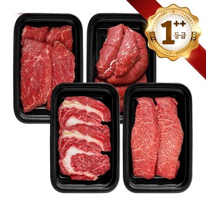 쿠가[냉장냉동] 횡성한우 어사품 1++등급 정육 찜갈비 혼합 4구 8호(총2kg)근내지방도7이상[구성 등심+특수부위+불고기+국거리], 단품