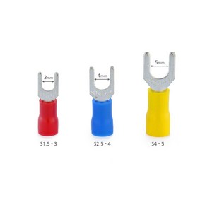 Y단자 포크단자 Y형 터미널 PG 절연 압착단자 Insulated Spade Terminal, S2.5-4 블루, 100개