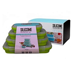 실리콘 접이식 밀폐용기 세트 그린, 350ml + 50..., 1개
