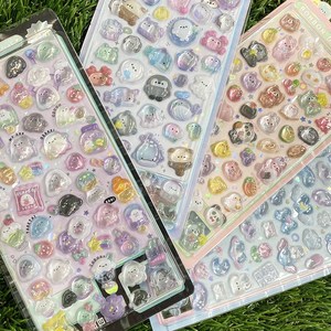 3D 입체 물방울 엠보싱 캐릭터 귀여운 투명 스티커 다꾸 다이어리 폰 꾸미기, 할로윈