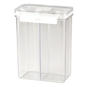 Meitejia 분리형 밀폐 곡물 저장 용기 2칸 2800ml, 16x8.5x23c..., 화이트, 1개