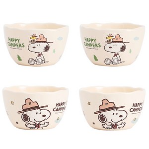 Keyiyijia 캠핑 스누피 세라믹 밥공기 4개입