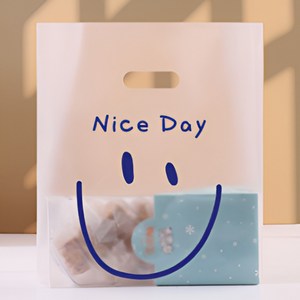 위드레니 HDPE 손잡이 비닐쇼핑백 M자형 포장 봉투 스마일 50P, 50매입, 반투명