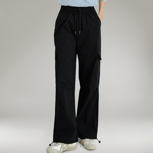 지나홈 여성 와이드 겨울 기모 스판 카고 팬츠 스트링 바지