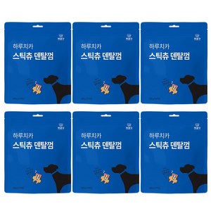 펫생각 하루치카 강아지 덴탈껌 반려견 치석제거용 소형견 중형견 강아지 간식 입냄새 관절 연골 글루코사민 말랑 갈퀴형 스틱츄, 6개