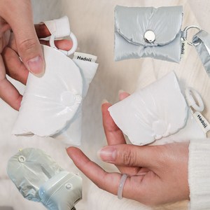 키치앤힙 에어팟파우치 리얼솜 패딩 겨울 감성 눈 에어팟케이스, 화이트, 에어팟 1/2