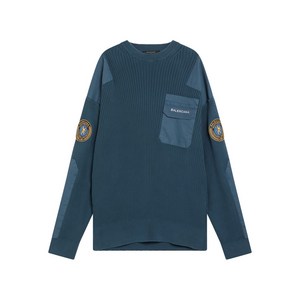 발렌시아가 로고 아플리케 골지 니트 스웨터, 블루계열, Standard S(KR 100)