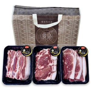 제주 흑돼지세트 1.5kg (흙돼지 오겹살 500g+목살 500g+앞다리살 500g), 부직포가방 추가, 1개