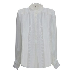 끌로에 레이스 트리밍 플리츠 스커트, 화이트계열, France 40(KR 66)