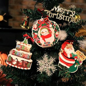 마음담아 귀여운 크리스마스 트리 오너먼트 미니 카드 장식 8종, 1개, 4. 트리장식하는 산타