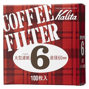 칼리타 커피 필터 원형 여과지 화이트 6 직경 60mm, 100개, 1개