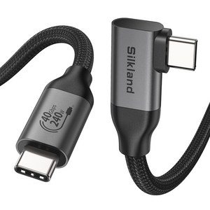 실크랜드 썬더볼트3/4 호환 USB4.0 케이블 C타입-C타입 8K 240W 40Gbps 고속충전 데이터 ㄱ자 90도 케이블