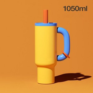 거대 자동차 컵 손잡이와 빨대가 있는 컵 304 스테인리스 보온 컵 커피컵