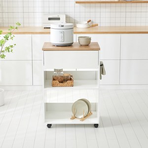 도아르 이동식 주방 트롤리 조리대 다용도 왜건 카트, 오크