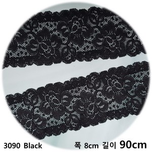 dklace 스판레이스 3090 레이스 2 colo ( 8cm 1yd 기준 ), Black, 1개