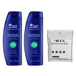 헤드앤숄더 클리니컬 스트렝스 쿨링 이치 릴리프 샴푸 400ml 2개 + wipex 퓨어 소프트 코튼 타월 화이트 6개입
