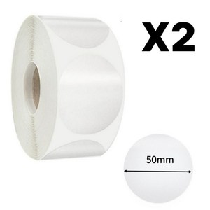 빅쓰리몰 원형 라벨 방수 봉인 포장용 실링 롤 스티커, 2개, 투명 원형 스티커 50mm 500p