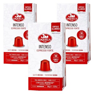 사켈라 네스프레소 호환 가능 인텐소 에스프레소 포르테 다크 로스트 캡슐커피, 5g, 30개입, 3개
