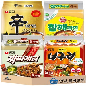 봉지 라면 4종 18입 + 부스터 세트 ( 농심 신라면 골드 4입 + 오뚜기 참깨라면 4입 + 너구리 5입 + 짜파게티 5입 + 라면부스터 1입 ) 종합 라면 5호세트