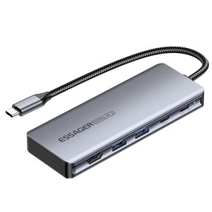 Essage 6/7포트 USB3.2 멀티허브, 6 in 1, 그레이, 1개