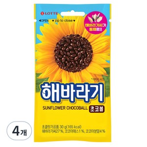 롯데웰푸드 해바라기 초코볼, 30g, 4개