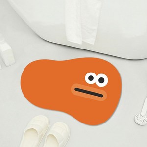 디아쿠아 몬스터 빨아쓰는 욕실 주방 논슬립 소프트 규조토 발매트, 말랑오렌지