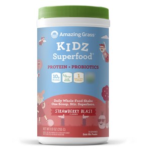 어메이징그라스 어린이 슈퍼푸드 프로틴 + 프로바이오틱 딸기 블라스트, 255g, 1개